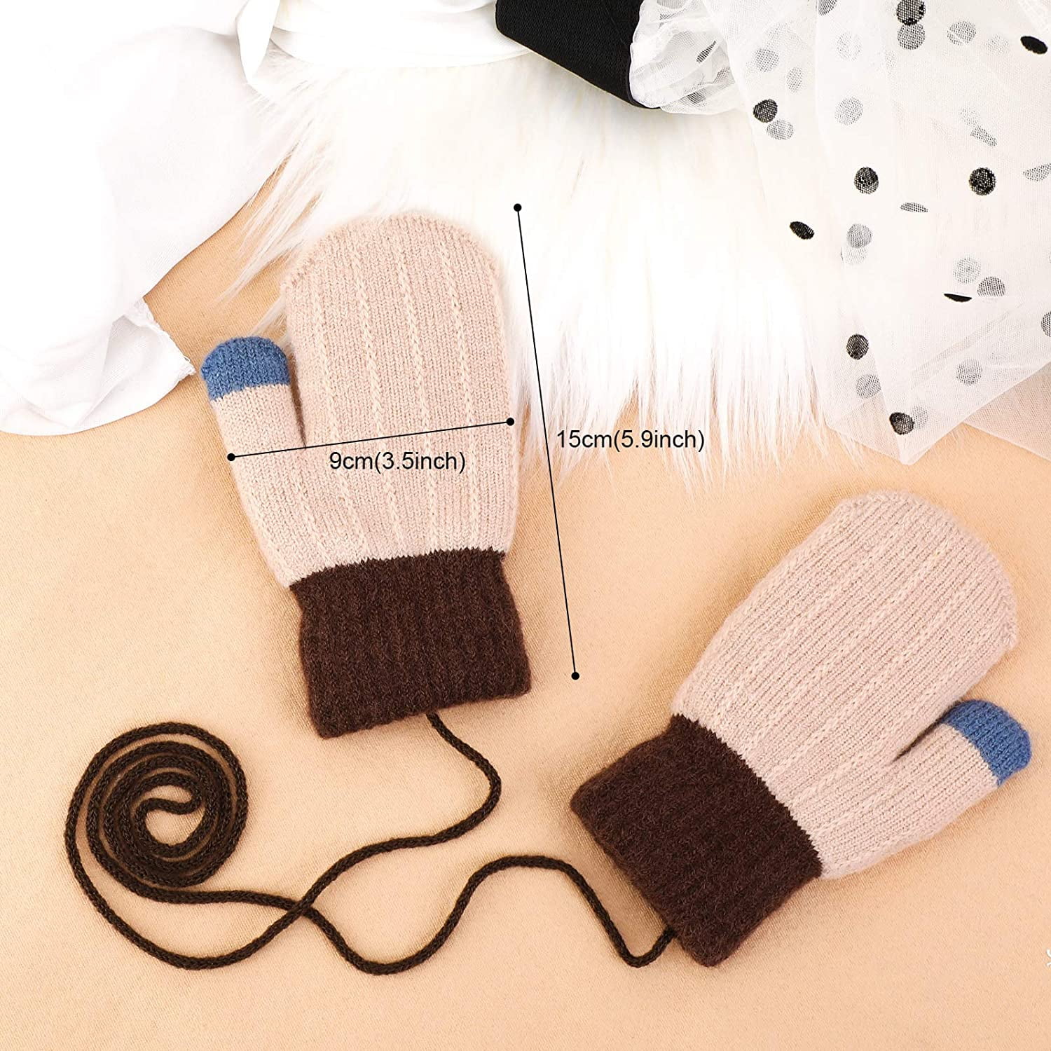 Mitaines Hiver Enfant 2 Paires De - Tricotées, Chaudes - Pour 3-10 Ans - Ski, Jeu, Outdoor Gant Fille