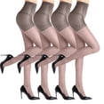 thumbnail image 2 of Cxenplz Women's 4 Pairs of Ultra Stretchable Sheer Tights Stockings with Run-Resist High Waist Tights Footed Support Control Top Pantyhose on Clearance, 2 of 3