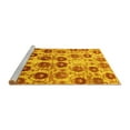thumbnail image 2 of Ahgly Company Machine Washable Indoor Round Abstract Yellow Modern Area Rugs, 3' Round, 2 of 4