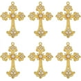 thumbnail image 1 of 6 piezas de dijes de rosario dorado, dijes góticos grandes, dijes de diamantes de imitación, dijes colgantes, dijes de crucifijo, 1 of 6