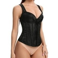 thumbnail image 5 of FAKKDUK Women's Gothic Jacquard Shoulder Straps Tank Overbust Corset Bustiers Plus Size Corsets For Women Bustier Lingerie Costume Bustier Top Gothic Shapewear Sexy Underwear, Black&XL, 5 of 8