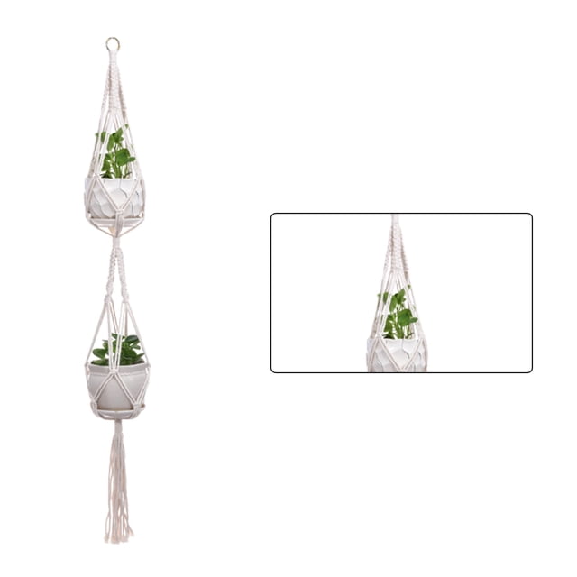 Billuyoard Cestas colgantes 100 hechas a mano, soporte para plantas, macramé, colgador de plantas, maceta para colgar en la pared interior, soporte para Jardín y Patio No.28 Billuyoard HA001777-28