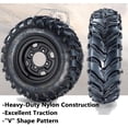 thumbnail image 6 of Telyswee 2 Pack 25x10-12 ATV Tires 6 Ply All-Terrain Tire with 12" Rim, 4 Lug Hole, PCD 4x156mm, 4+3 Offset for ATV UTV Trail Off-Road Mud Sand Terrain, 6 of 8