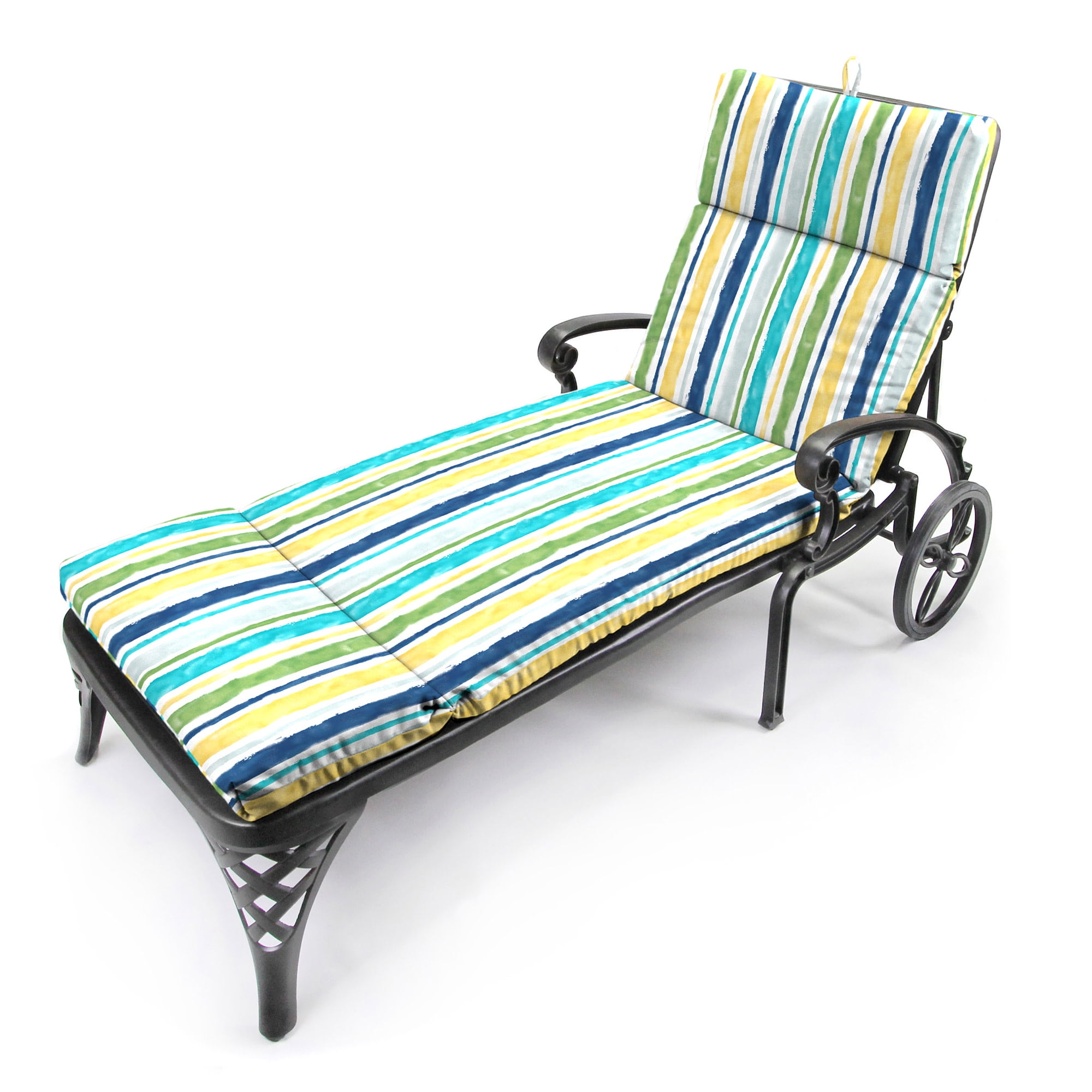 Jordan Manufacturing 72" x 21" Italian Skyway Multicolor Stripe Rectangular Outdoor Chaise Lounge Cushion with Ties and Hanger Loop