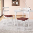 thumbnail image 2 of Giantex Wooden Dining Chairs Set of 2, Armless Kitchen Chairs w/Hollowed Backrest & Upholstered PU Seat, White, 2 of 9