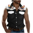 thumbnail image 1 of Camisas de Cuello para los Hombres de Moda Casual Imprimir Turndown Cuello sin Mangas Bolsillos Deportivos Tanque, Ligero Top de Verano, 1 of 5