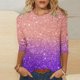 thumbnail image 1 of Fiudx Ofertas y Liquidaciones Moda Mujer Impresión Cuello Redondo Manga 3/4 Camiseta Pulóver Cuello Redondo Blusa Superior, 1 of 5