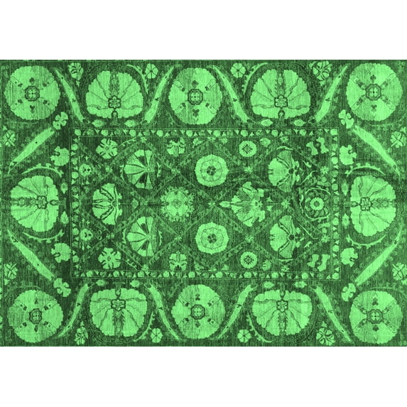Ahgly Company Indoor Rectangle Abstract Emerald Green Modern Area Rugs, 2' x 3'