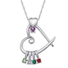 "Quick Ship Gift" - Personalized Women's Sterling Silver Family Heart Slider Birthstone Necklace, 20 "