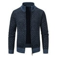 thumbnail image 2 of Xysaqa Men's Full Zip Soft Comfy Knitted Cardigan Sweater Classic Slim Fitted Business Work Cardigan Sweaters Casual Stand Collar Mens Fashion Fall Winter Clothes Navy, 2 of 5