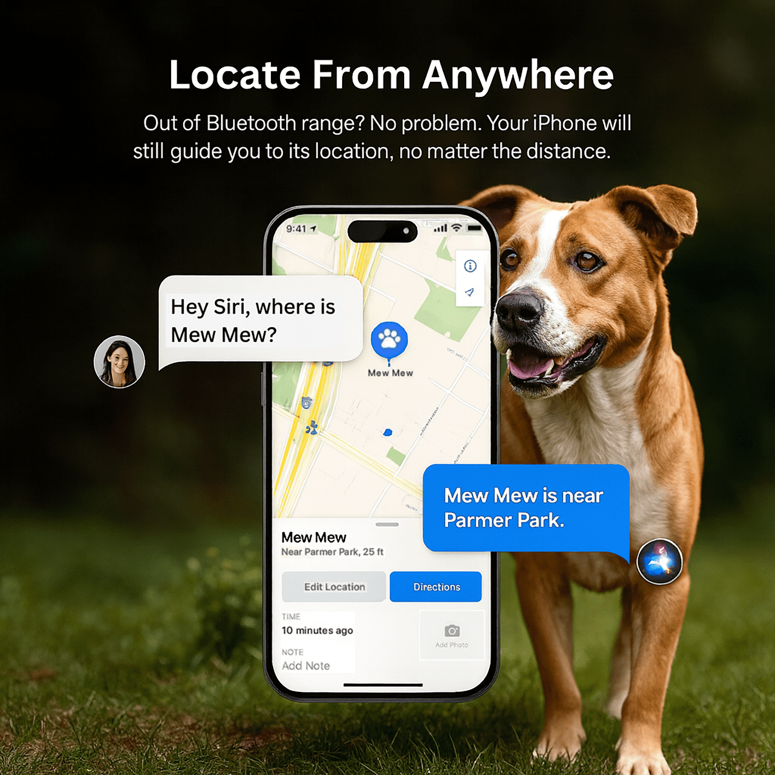 NIJITAG Smart Item Finder with Dog Collar case By LINKSTYLE — Unlimited Range with Apple Find My Network, Waterproof, No Subscription needed, iOS Only (3-Smart Tags + 1-Case)