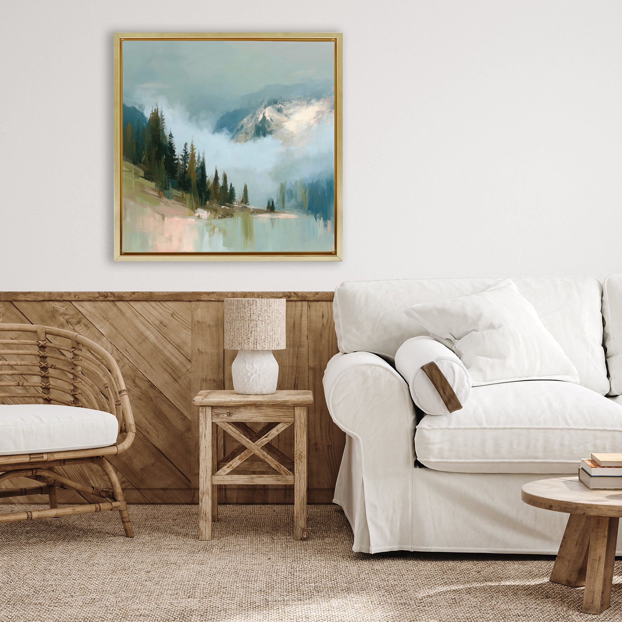Stupell Industries Fog On The Mountains Gold Framed Floater Canvas Wall Art, design by Kim Curinga