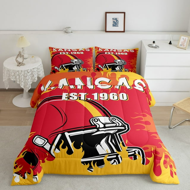 Erosebridal 3D Rugby Print Bedding Twin Comforter Set, American Football City Down Comforter, Sports Theme Decor, 2pcs