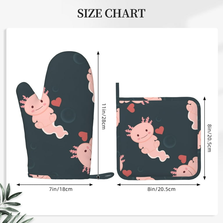 DouZhe Oven Mitts and Pot Holders Sets, Cute Animal Lizard Prints Non-Slip  Heat Resistant Kitchen Oven Silicone Glove 