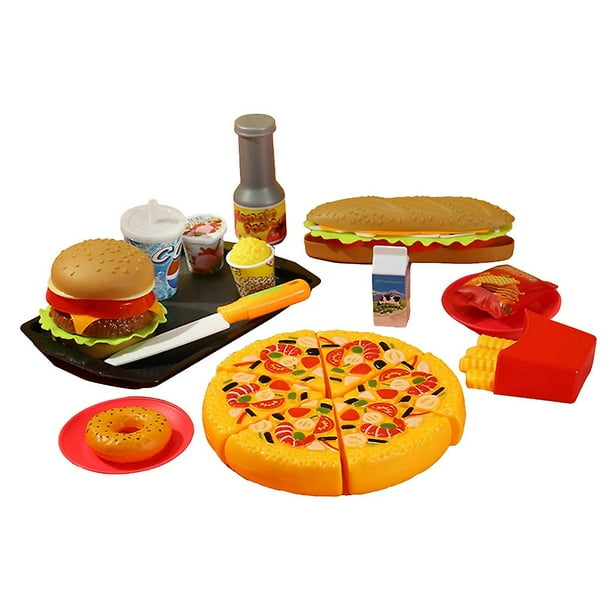 Juego de cocina de juguete para niños, hamburguesa, Pizza, juego de comida rápida, juguete de simulación para niños pequeños