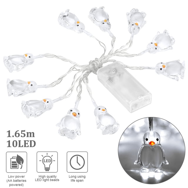 Cadena De Luces Con Forma De Animal De Pingüino 10-Led 1.65M Decoración De Ambiente seitruly HA025771-01