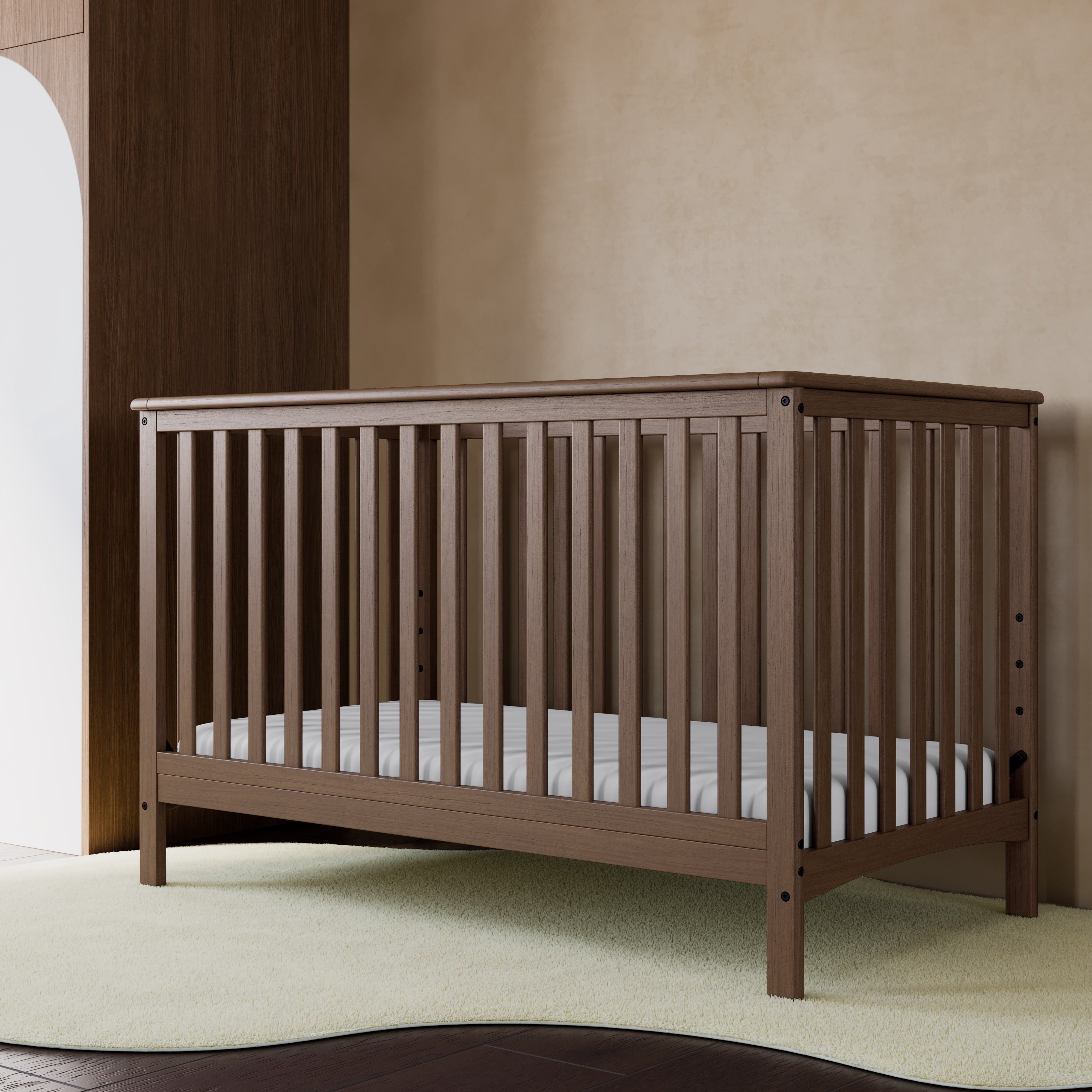 Storkcraft Hillcrest 4-in-1 Convertible Baby Crib, Hazelnut