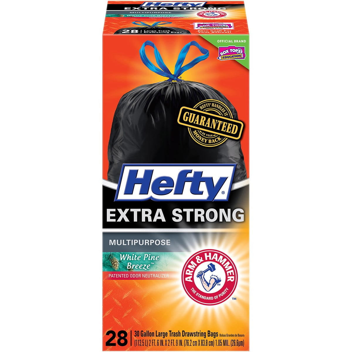 Hefty Trash Bag, 30 Gallon, Pine, 28 Ct