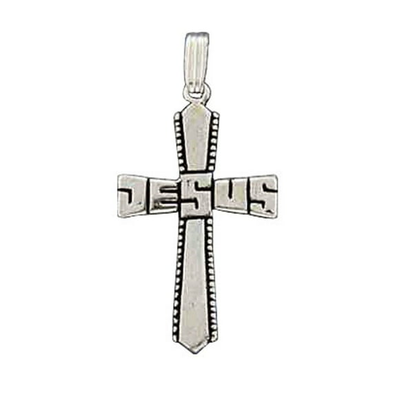 Sterling Silver 24" .8mm Box Chain Jesus Christian Cross Pendant Necklace