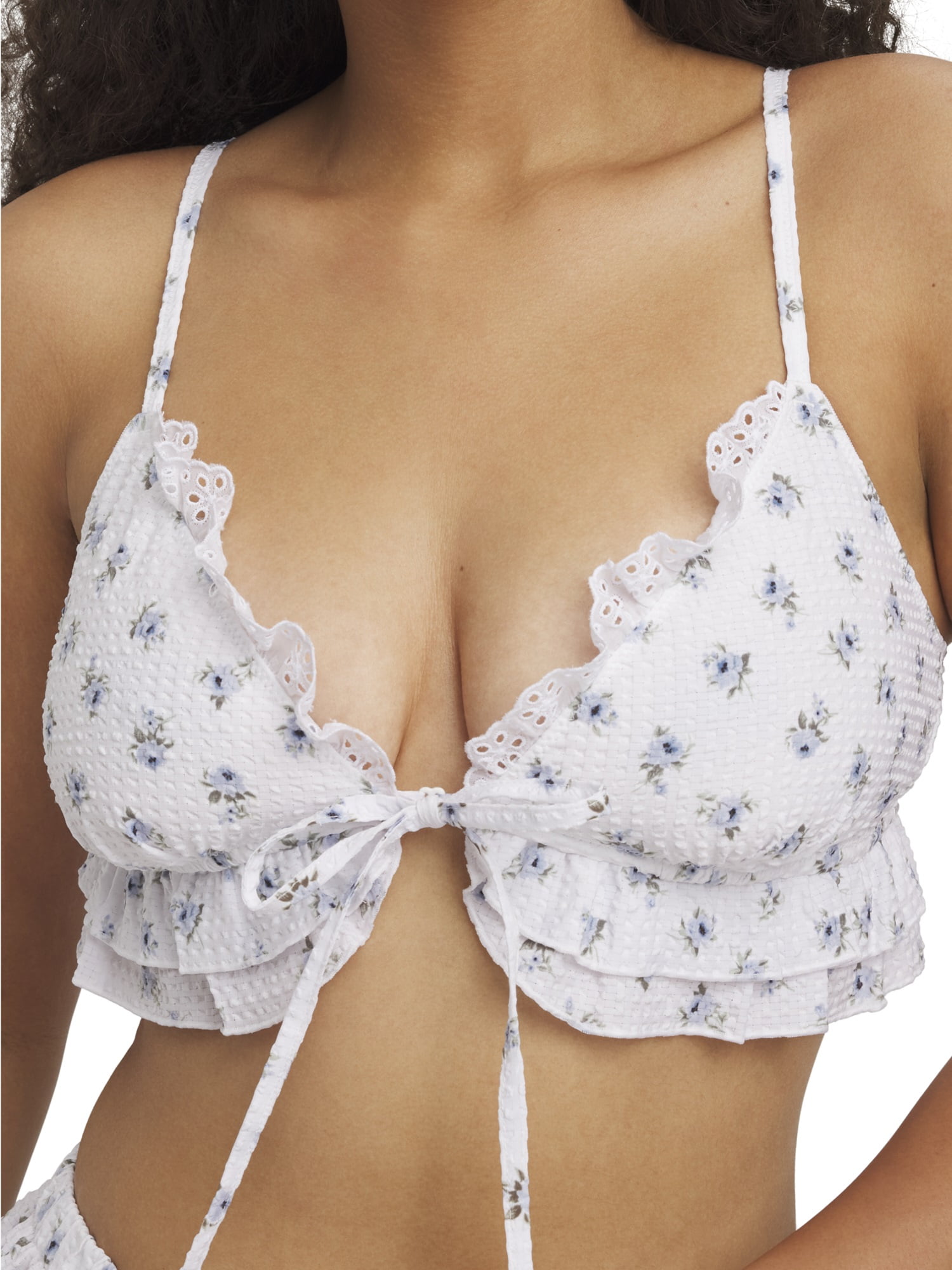 Mills by Millie Bobby Brown Women's Seersucker Flutter Bralette, Sizes XS-XXXL