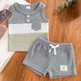 thumbnail image 2 of KPOPLK Baby Boy Clothes Toddler Boy Summer Outfits Kids Sleeveless Tank Tops Shorts Set Print Hawaii Beach Clothes(9-12 Months,Grey), 2 of 8