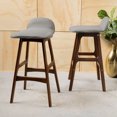 thumbnail image 2 of Noble House Brookes Mid-Century Modern Upholstered Barstools (Set of 2), Light Gray and Natural Walnut, 2 of 8