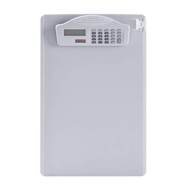 Tablero multifuncional para carpetas, tablero de escritura de diseño conciso, almacenamiento de archivos con Clip, férula de plástico con calculadora de carga Solar A4 AweSitey EL014291-01