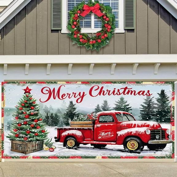 Extra Large Christmas Garage Door Banner Hanging Holiday Wall Background Outdoor Festive Season Front Entrance
