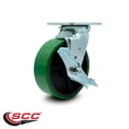 thumbnail image 2 of 6 Inch Red Poly on Cast Iron Swivel Caster with Ball Bearing and Brake SCC, 2 of 2