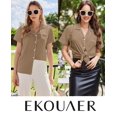 thumbnail image 5 of Ekouaer Womens Cotton Pajamas Set Classic Short Sleeve Pjs Set Soft Button Down Sleepwear Loungewear, 5 of 5