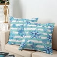 thumbnail image 5 of Blue Seashells Pillow Covers 20x20 Coastal Beach Themed Decorative Pillow Covers Summer Ocean Cushion Covers Set of 2 for Outdoor Sofa Home Decor Living Room, 5 of 6