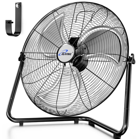 iLIVING 20 Inch Heavy Duty Floor & Wall Mount Fan - 5500 CFM High Velocity, 160-Watt, 3-Speed, Industrial Cooling for Garage, Workshop, Office, Home - UL Listed, Black