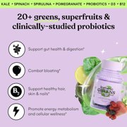 Lemme Greens Daily Superfood Gummies with Probiotics, Berries & Greens Flavored, 60 Count