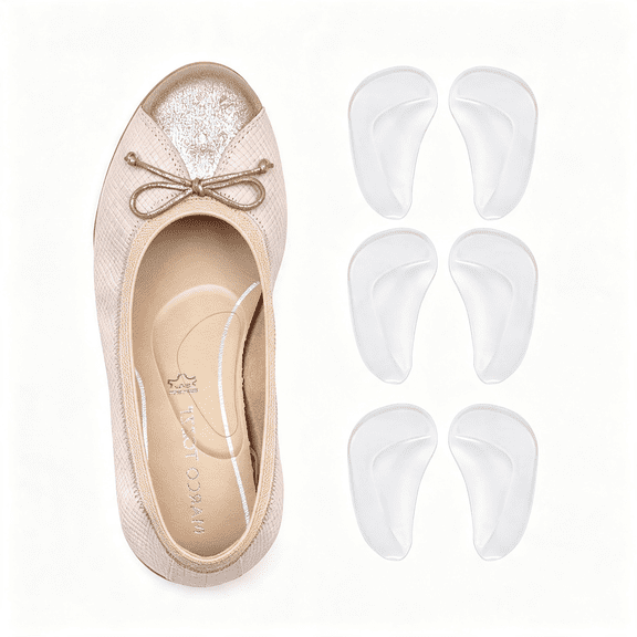 TELOLY 3 Pairs Clear Adhesive Gel Arch Inserts,Support Shoe Insoles for Flat Feet,Arch Pad for Relieve Pressure Stick on Arch Support for Sandals