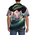 thumbnail image 3 of Balery Snake Holding A Lotus Camisa Casual de Manga Corta con Botones para Hombre, Texturizada, Estilo Cubano, para Playa, Verano-4X-Large, 3 of 5