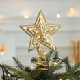 thumbnail image 4 of Gold Christmas Tree Topper,8.87×5.9inch Hollow-Out Star Tree Topper with Warm White Lights,Pre-lit 5 Point Star Treetop,Lighted Wire Star with Lights for Christmas Tree Home Decoration, 4 of 7