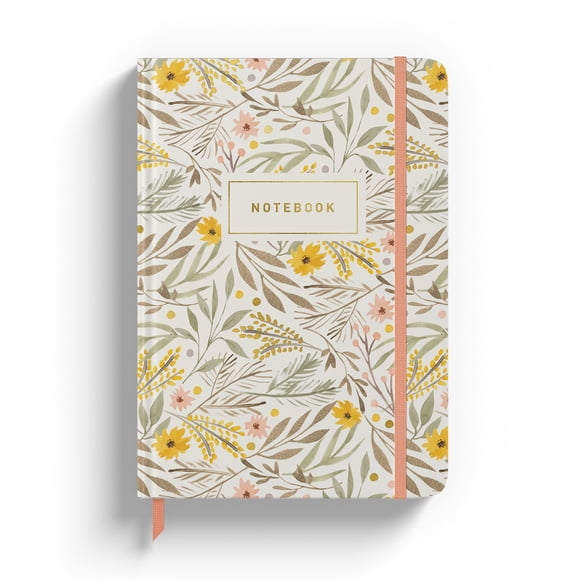 Rileys & Co Carnet Journal pour Travail et École - Journal Ligné 8 x 6 Pouces - Couverture en Feuille d'Or - Carnet Compact pour Femmes - 240 Pages - Carnet Ligné - Journal à Couverture Rigide (Floral)