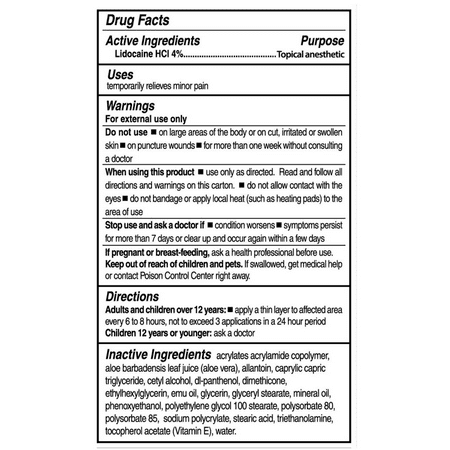 Blue-Emu Lidocaine Numbing Pain Relief Cream, Maximum Strength 0.25 oz (Pack of 4)
