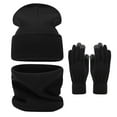 thumbnail image 1 of Winter Warm Hat Set for Big Head Circumference Solid Color Face Show Small Hat Neck Glove Three Piece Outdoor Accessories, 1 of 6