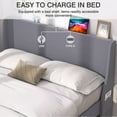 thumbnail image 4 of VECELO Queen Size Bed Frame with Charging Station, Upholstered Platform Bed Frame with Wingback Headboard, No Box Spring Needed, Light Gray, 4 of 11
