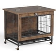 thumbnail image 3 of Bingirl Meuble Cage pour Animaux à Double Porte de 26 Pouces, Niche en Bois avec Roues Verrouillables, Table d'Appoint Intérieure pour Animaux Résistante à la Mastication, Fini Brun Rustique, Solution Polyvalente de Logement pour Animaux, 3 of 8