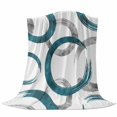 thumbnail image 6 of Turquoise Grey Blanket Soft Cozy Warm Throw Blanket for Couch, Plush Fuzzy Flannel Fleece Blankets for Sofa, Geometric Circle Modern Abstract Simple Art Bed Blankets Gifts for Men, 50"x60", 6 of 9