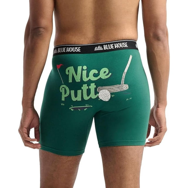 Little Blue House Men's Funny Boxer Briefs, Nice Putt, Small
