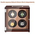 thumbnail image 3 of Chiyoda Watch Winder for Automatic Watches with 4 Motors for 4 Men&Women Watches, LCD Digital Display, 12 Rotation Modes and High Gloss Brown, 3 of 6