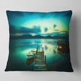 thumbnail image 2 of Designart Wooden Jetty and Boat in Sea - Seascape Throw Pillow - 16x16, 2 of 5