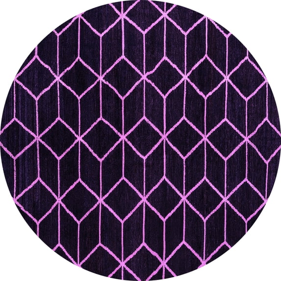 Ahgly Company Indoor Round Abstract Purple Modern Area Rugs, 5' Round
