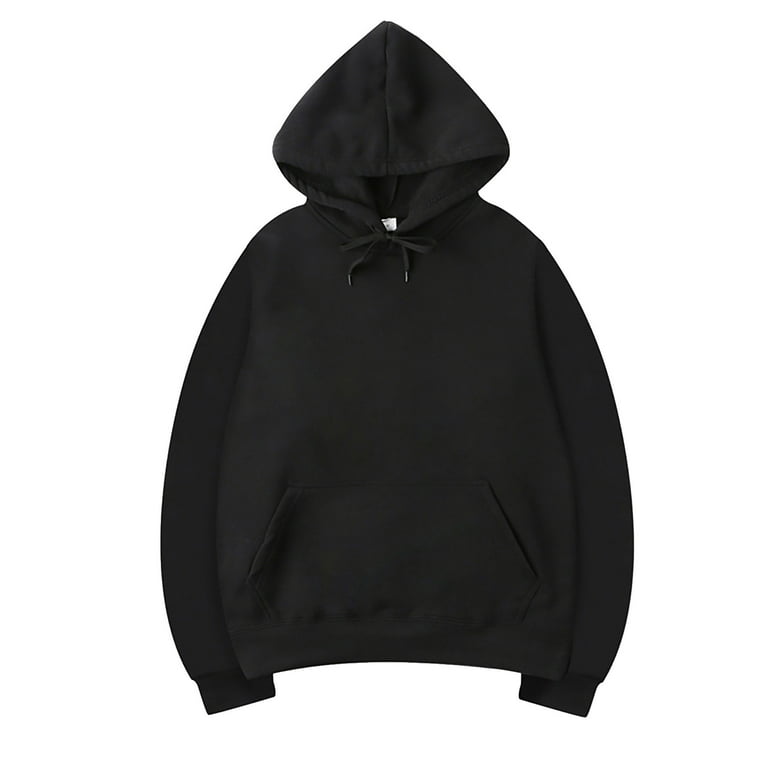Qwertyu Big Mens Hoodie Pullover Thin Drawstring Lightweight Y2k Pocket  Solid Color Hooded Pull Over Sweatshirt Mens Black XL 