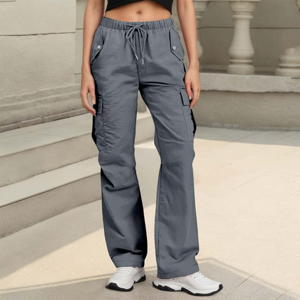WILLBEST Pantalones Casuales elegantes para Mujer, Pantalones Cargo de Cintura Alta y Pierna Ancha con Bolsillos, Ajuste Holgado y Cómodo, Ropa de Trabajo Ideal para Actividades Diarias. Extra Grande