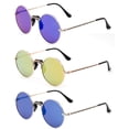 thumbnail image 2 of 3 Pack Round Metal Frame Comfort Plastic Nose Bridge Fashion Sunglasses for Women for Men, Green, Blue & Yellow, 2 of 2