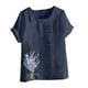 thumbnail image 3 of Vestidos Casuales Para Mujer, Blusas De Mujer De Moda Blusa informal de lino con cuello redondo, manga corta y botones para mujer, 3 of 3